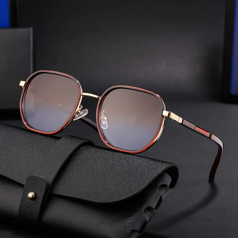 Gafas Estilo Simple Café Dorado