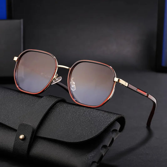 Gafas Estilo Simple Café Dorado