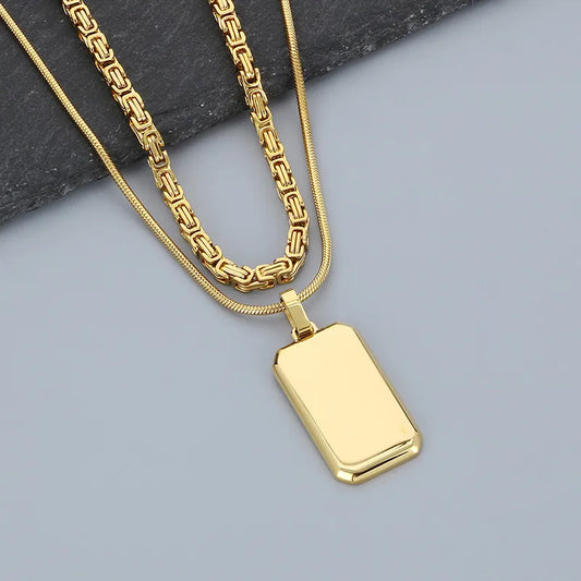 Collar Doble Dorado Acero Inoxidable
