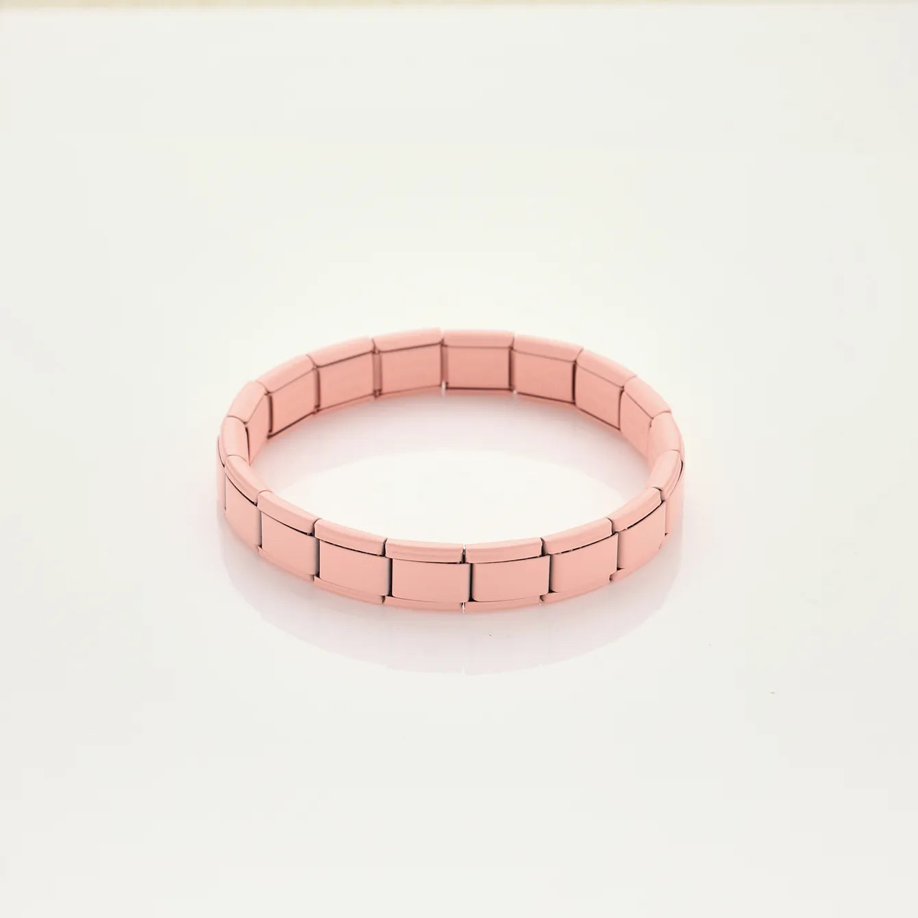 Pulsera Italiana Rosa Mate Acero Inoxidable