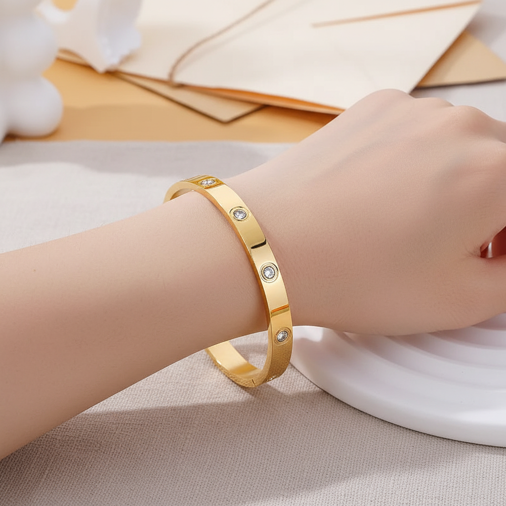 Pulsera Rígida Dorada Acero Inoxidable