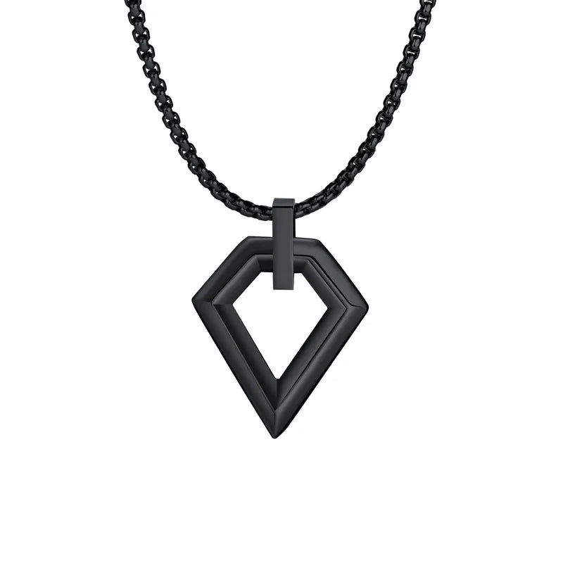 Collar Geométrico Negro Acero Inoxidable