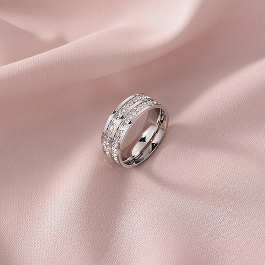 Anillo Doble Fila Acero Titanio