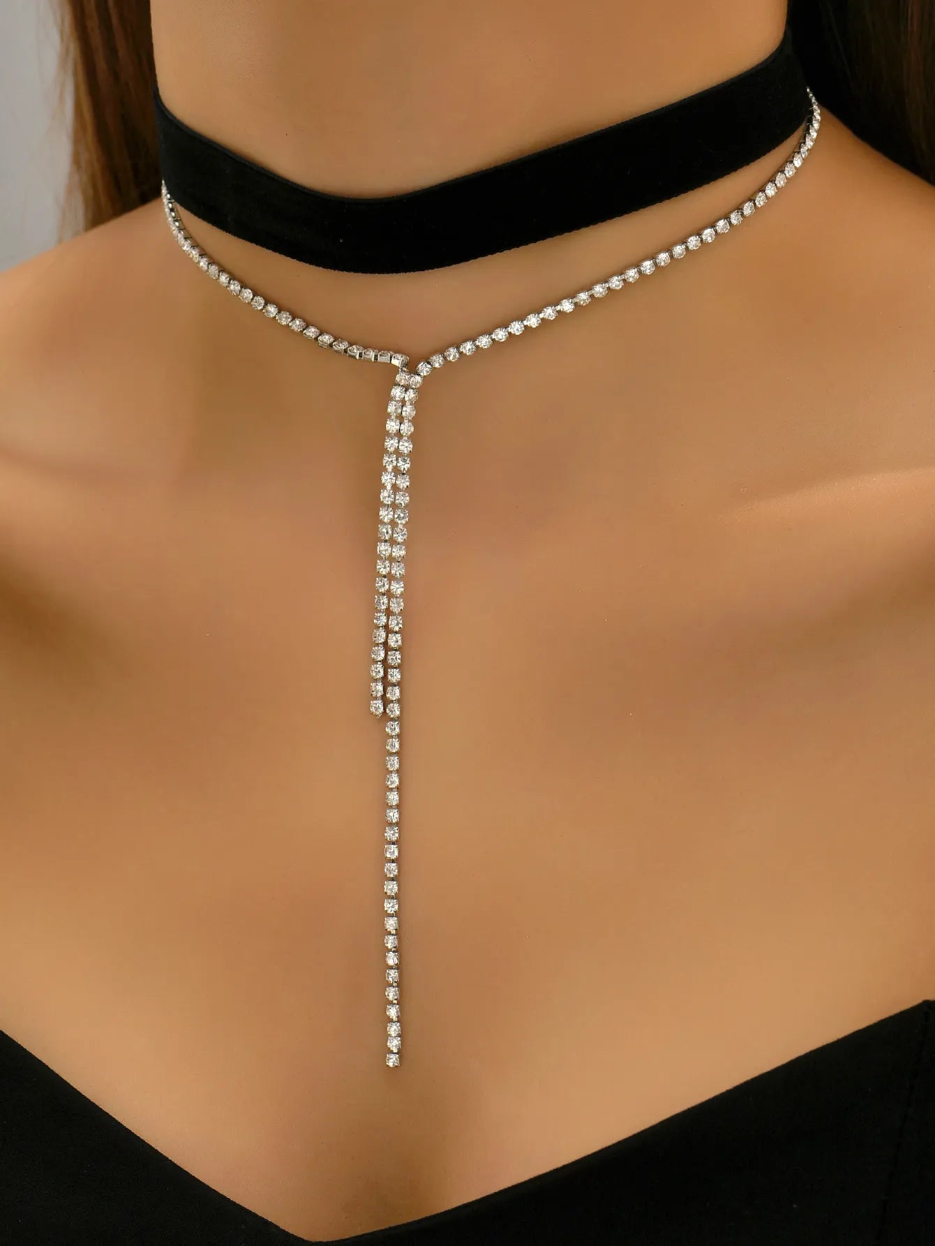 Collar Doble Negro Diamante