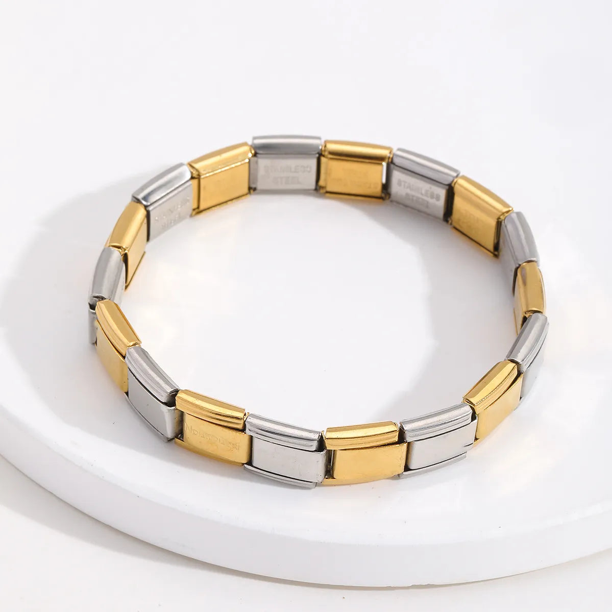 Pulsera Bicolor Italiana Acero Inoxidable