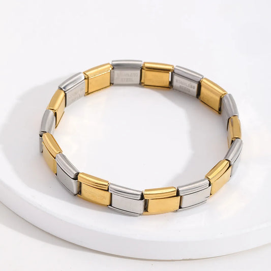 Pulsera Bicolor Italiana Acero Inoxidable