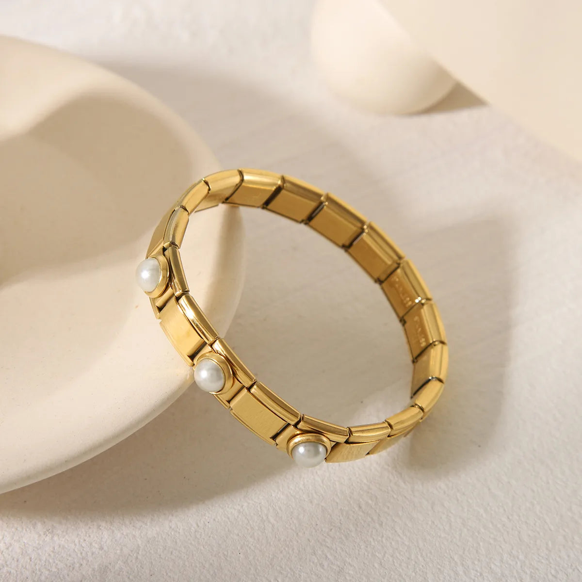 Pulsera Italiana Perlas Acero Inoxidable