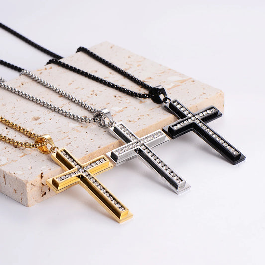 Collar Vintage Cruz Acero Inoxidable