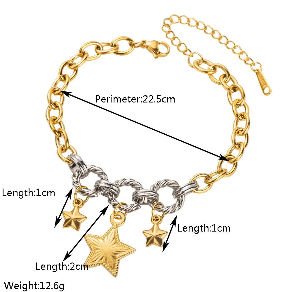 Pulsera Estrella Mar Bicolor Acero Titanio