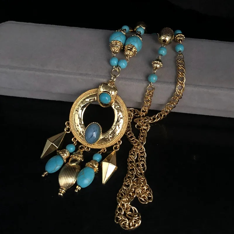 Collar Largo Turquesa Aleación