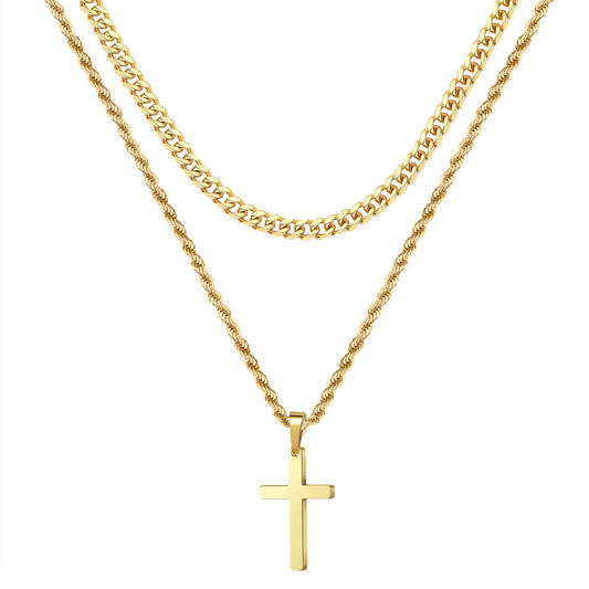 Collar Doble Dorado Acero Inoxidable