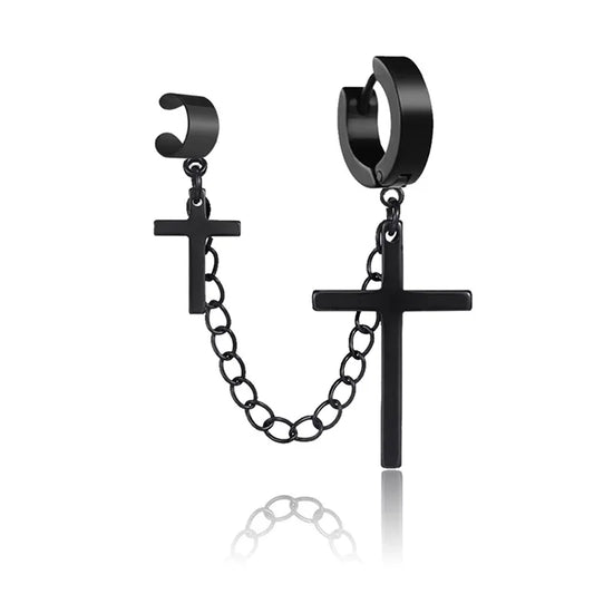 Arete Doble Cruces Negro Acero Titanio