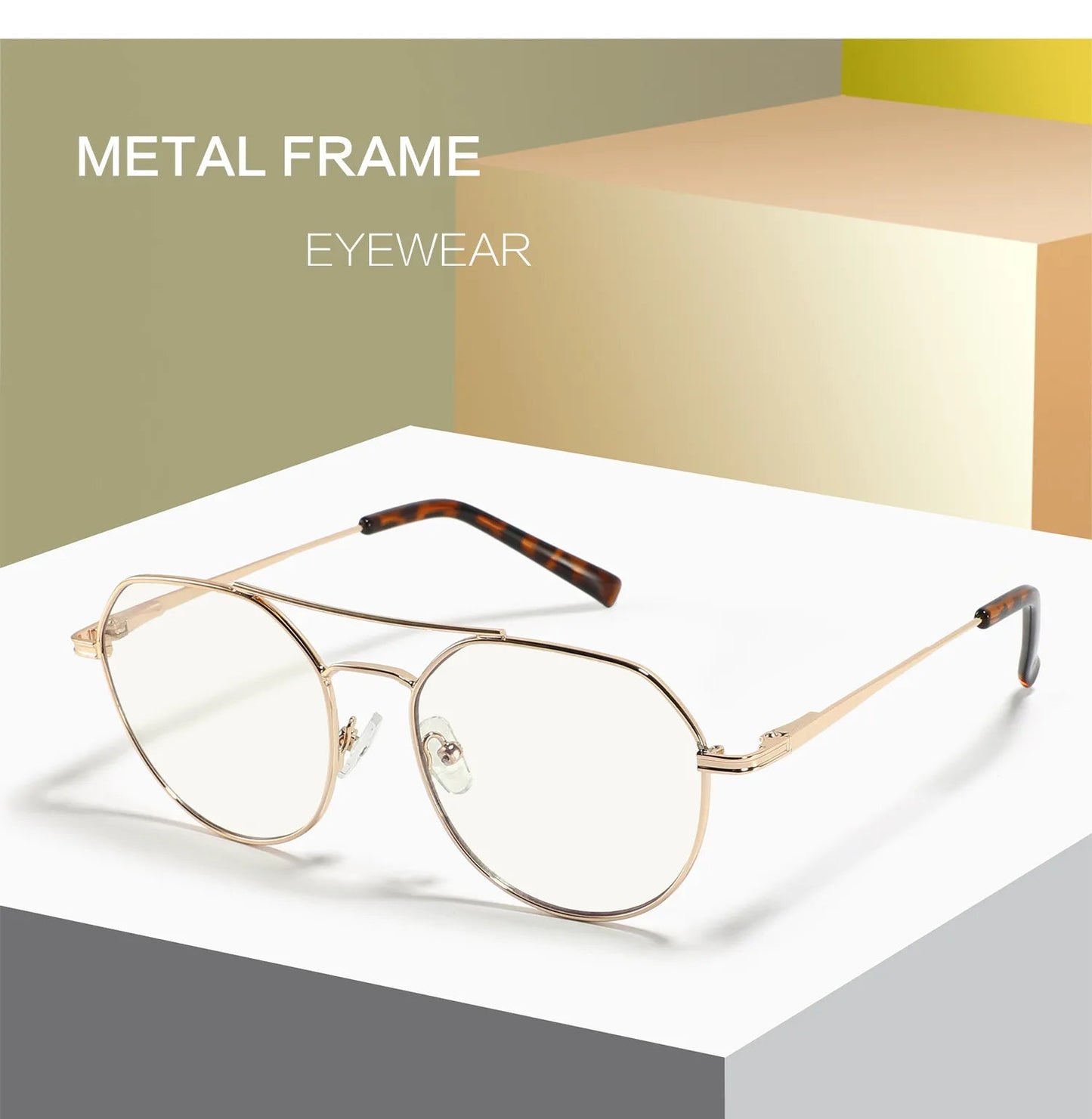 Gafas Metal Dorado Anti Luz Azul