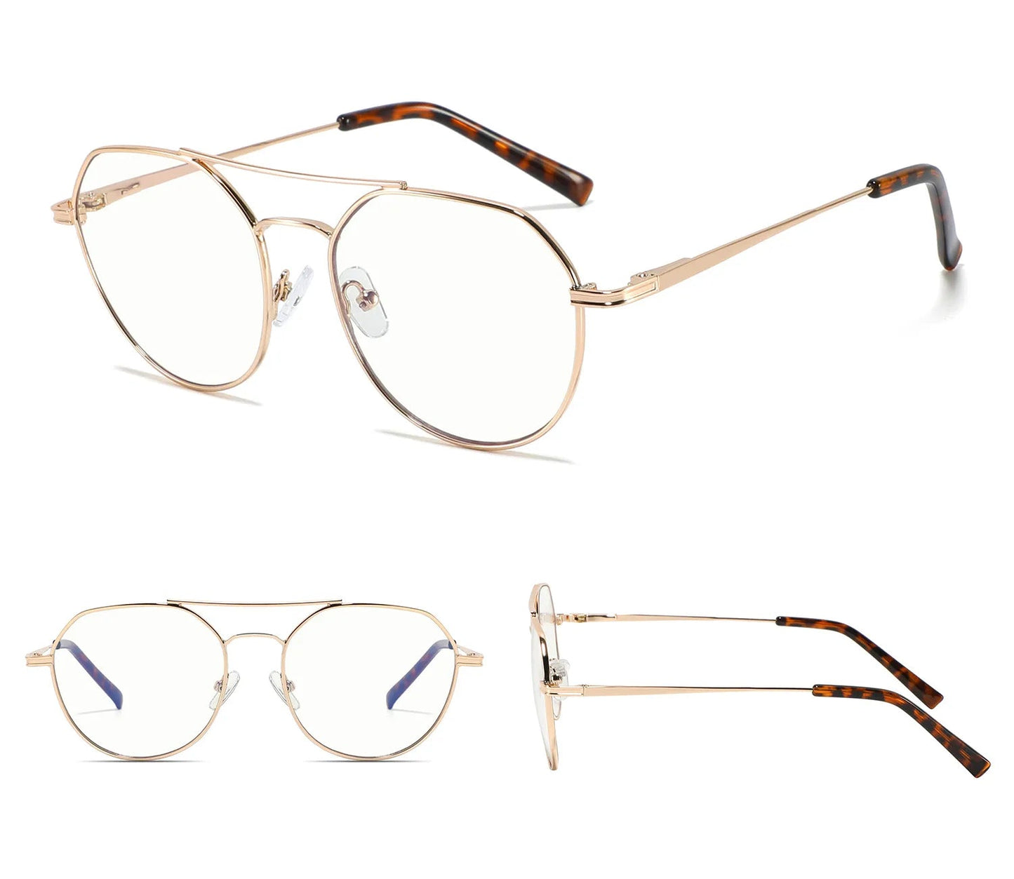 Gafas Metal Dorado Anti Luz Azul