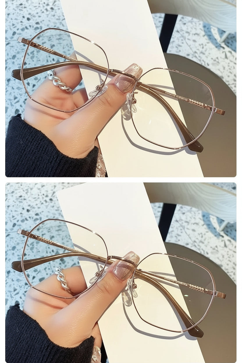 Gafas Metal Oro Rosado Anti Luz Azul