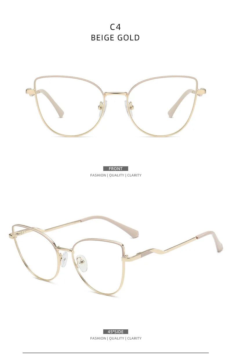 Gafas Ojos De Gato Marco Beige Dorado