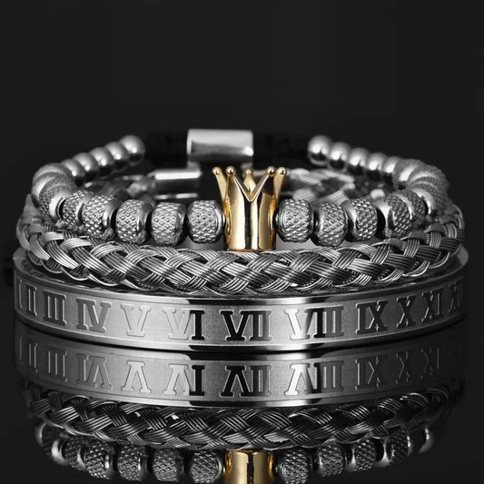 Set Pulseras Corona Acero Inoxidable
