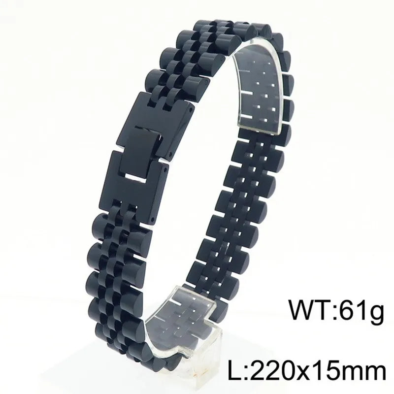 Pulsera Hip Hop Negro Acero Inoxidable