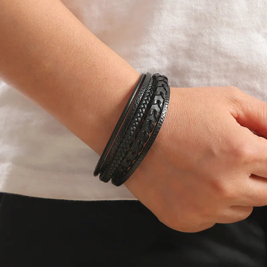 Pulsera Cuero Sintético Aleación Trenza