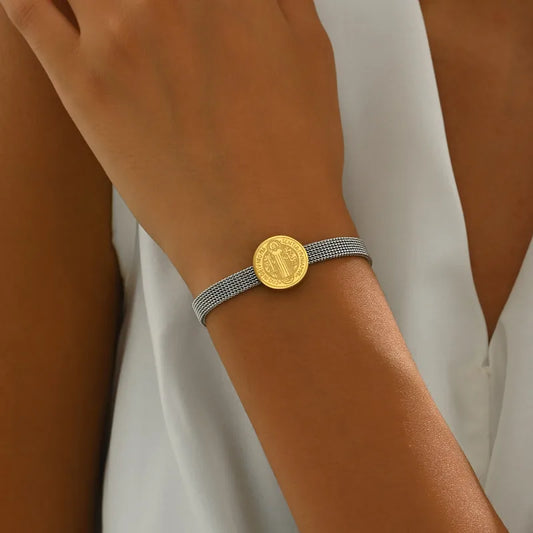 Pulsera San Benito Bicolor Acero Inoxidable