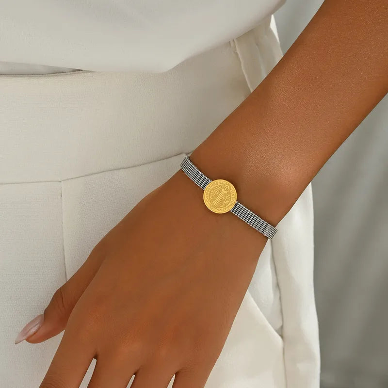 Pulsera San Benito Bicolor Acero Inoxidable