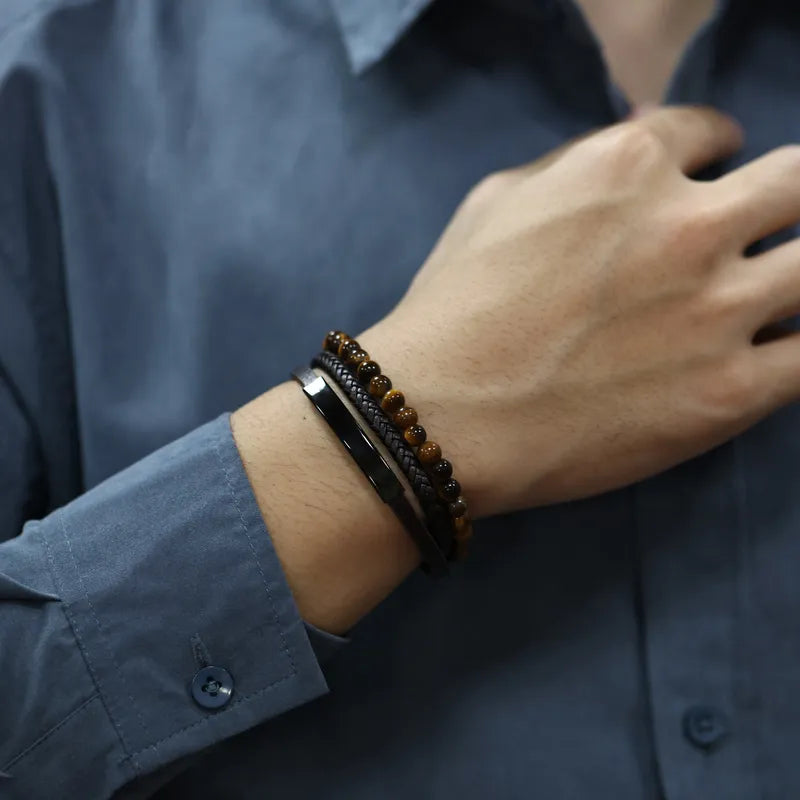 Pulsera Triple Cuero Sintético