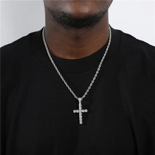 Collar Cruz Dorado Acero Inoxidable