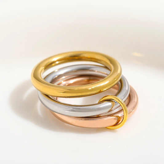 Anillo Tres Colores Acero Inoxidable
