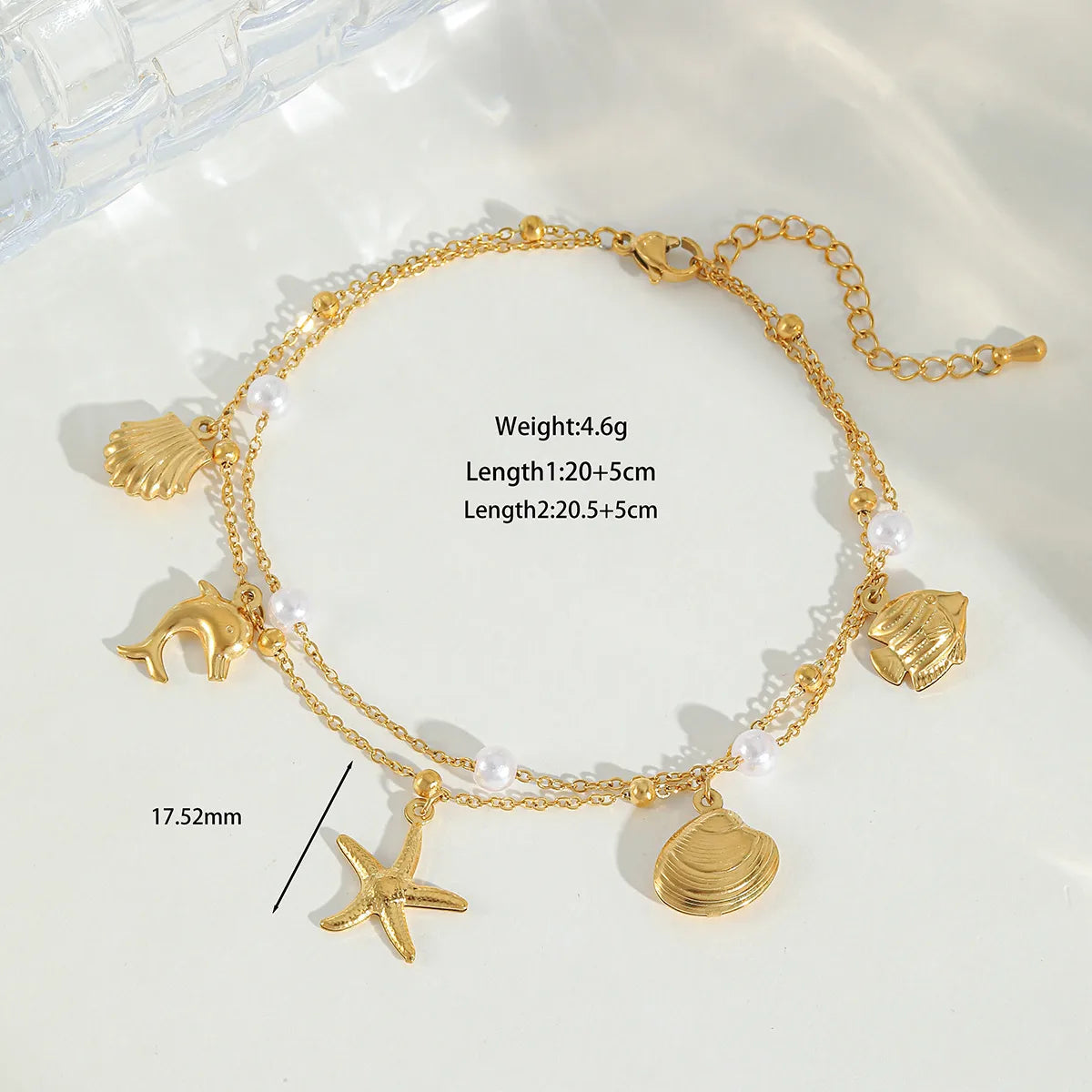 Pulsera Tobillo Delfín Concha Estrella Pez Acero Inoxidable