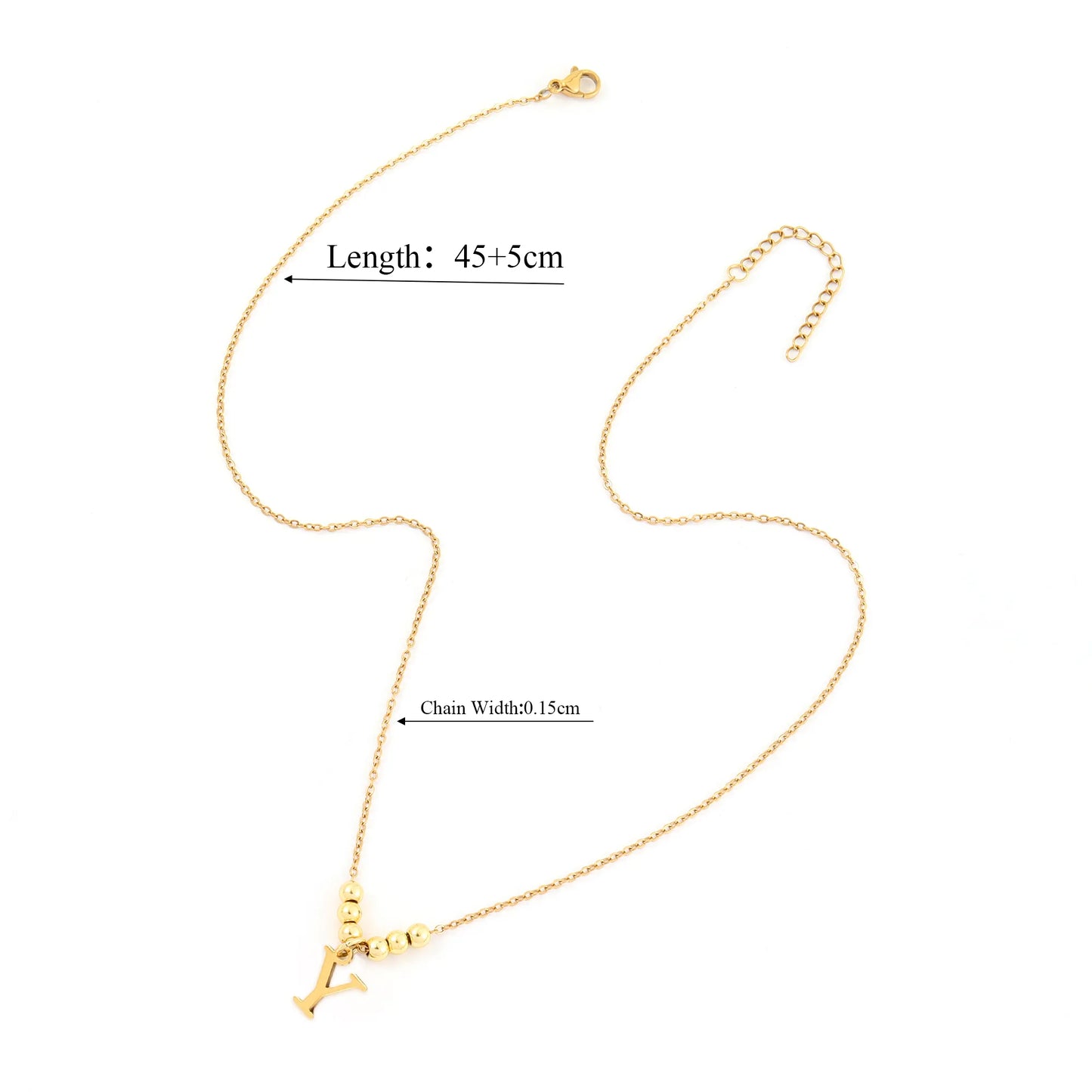Collar Letra Bolitas Acero Inoxidable