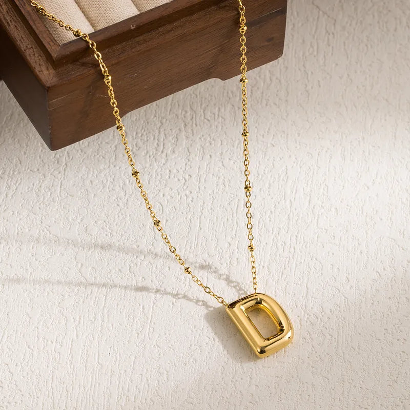 Collar Letra Cadena Bolitas Acero Inoxidable