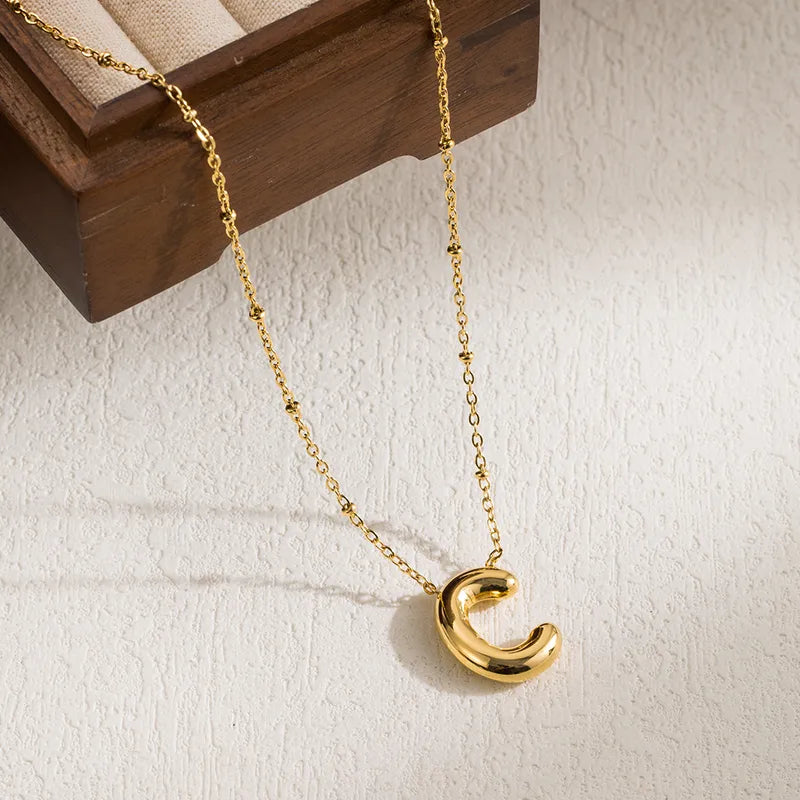 Collar Letra Cadena Bolitas Acero Inoxidable