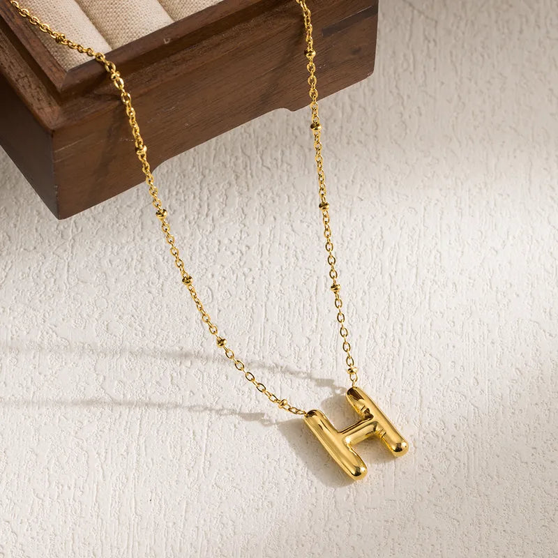 Collar Letra Cadena Bolitas Acero Inoxidable