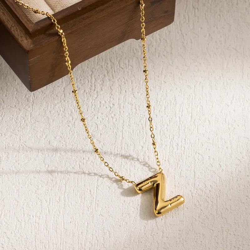 Collar Letra Cadena Bolitas Acero Inoxidable