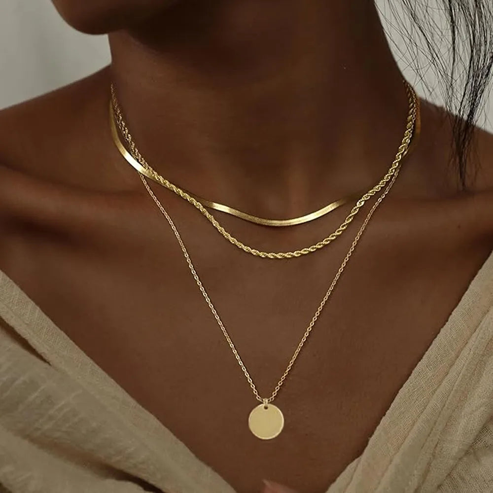 Collar Triple Glamour Acero Inoxidable
