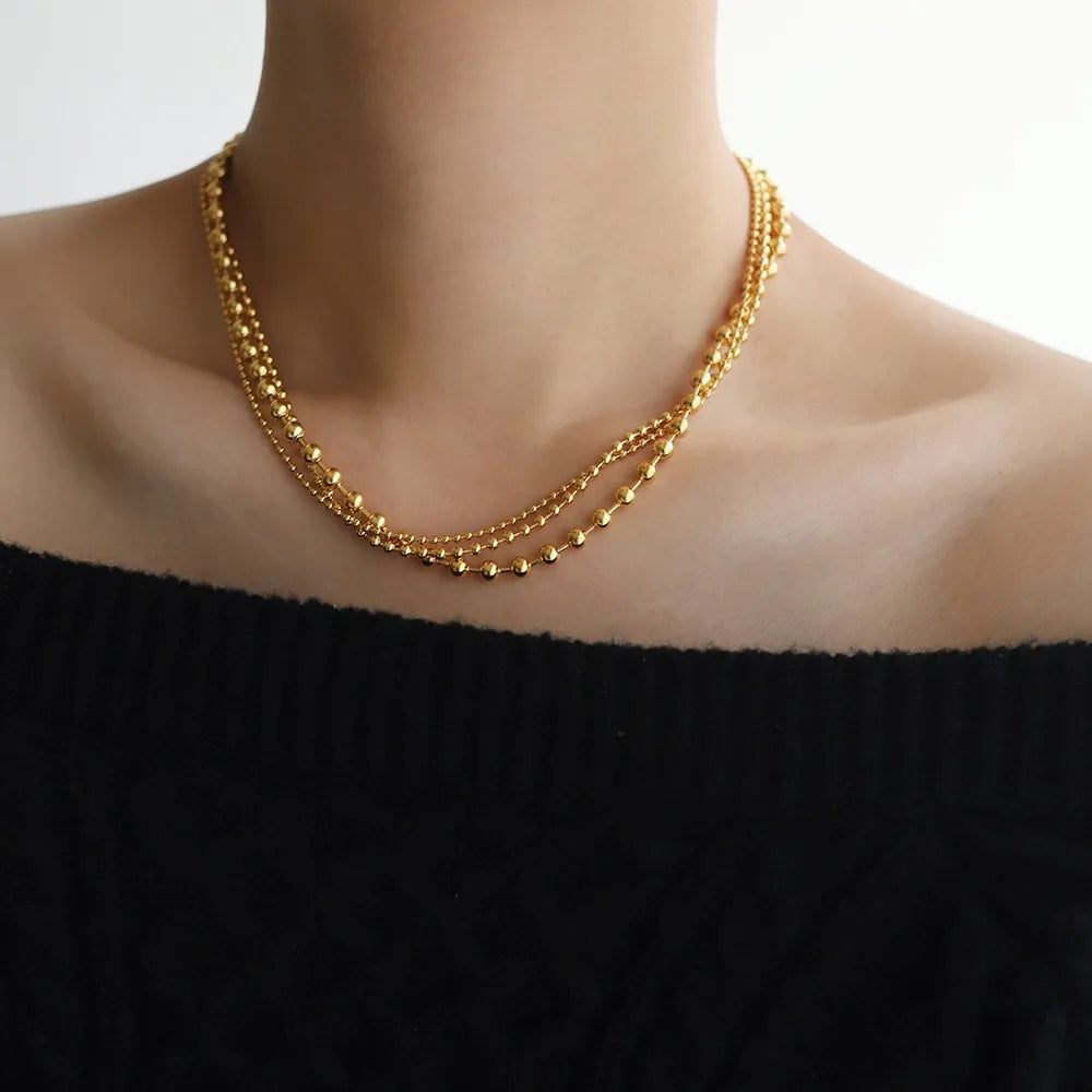 Collar Dorado Tres Capas Acero Inoxidable