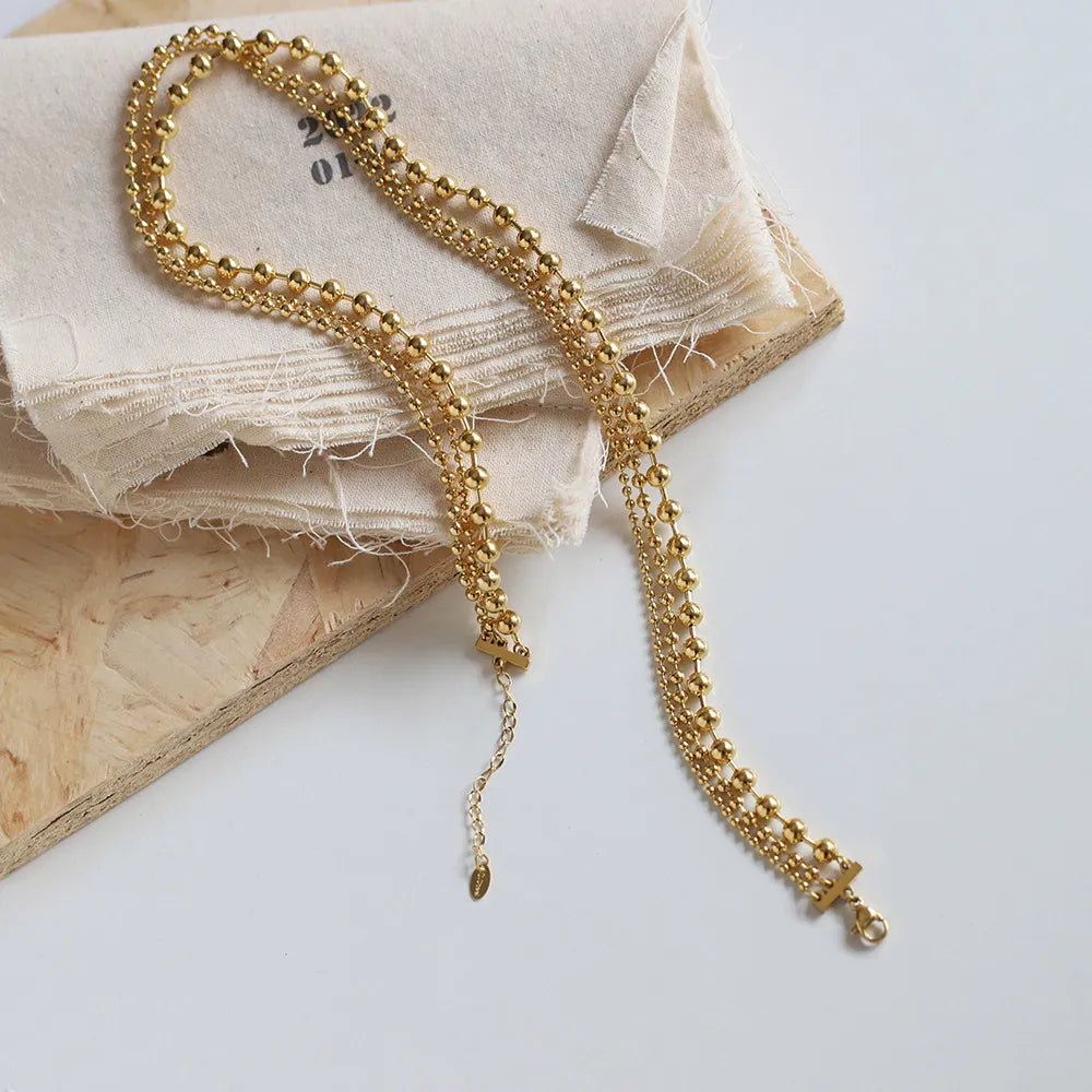 Collar Dorado Tres Capas Acero Inoxidable