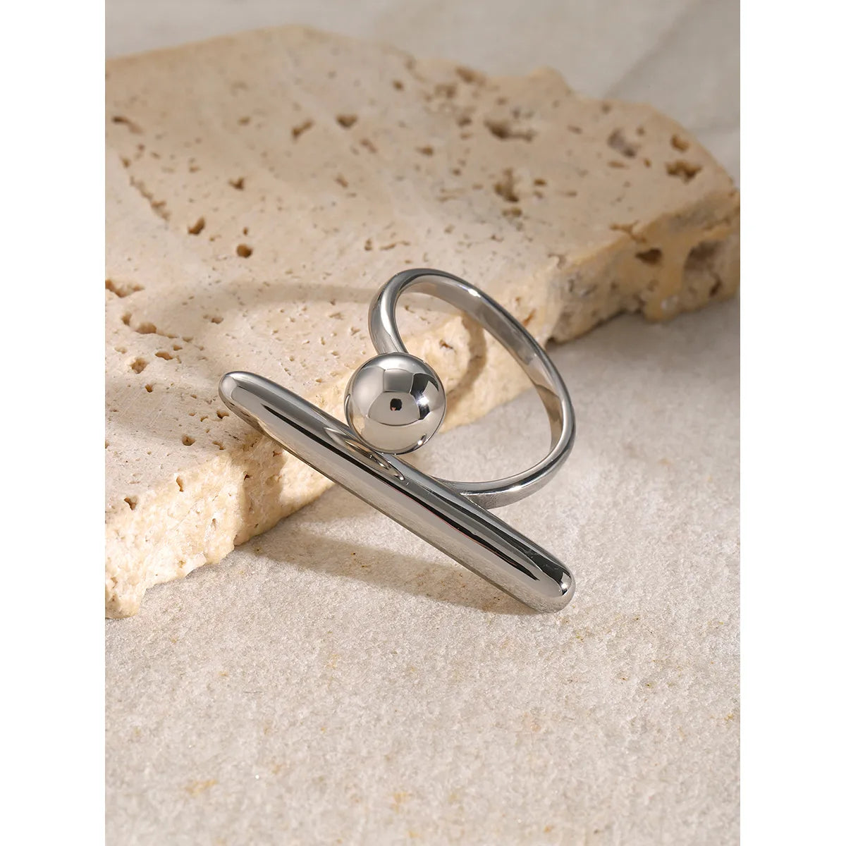 Anillo Bola Largo Acero Inoxidable