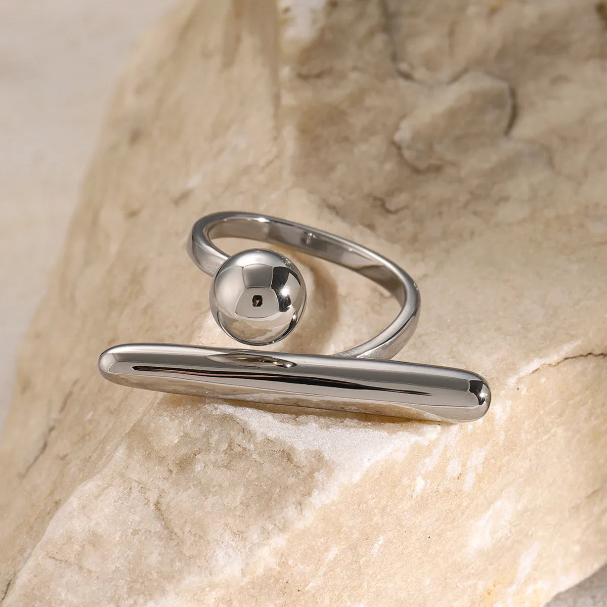 Anillo Bola Largo Acero Inoxidable