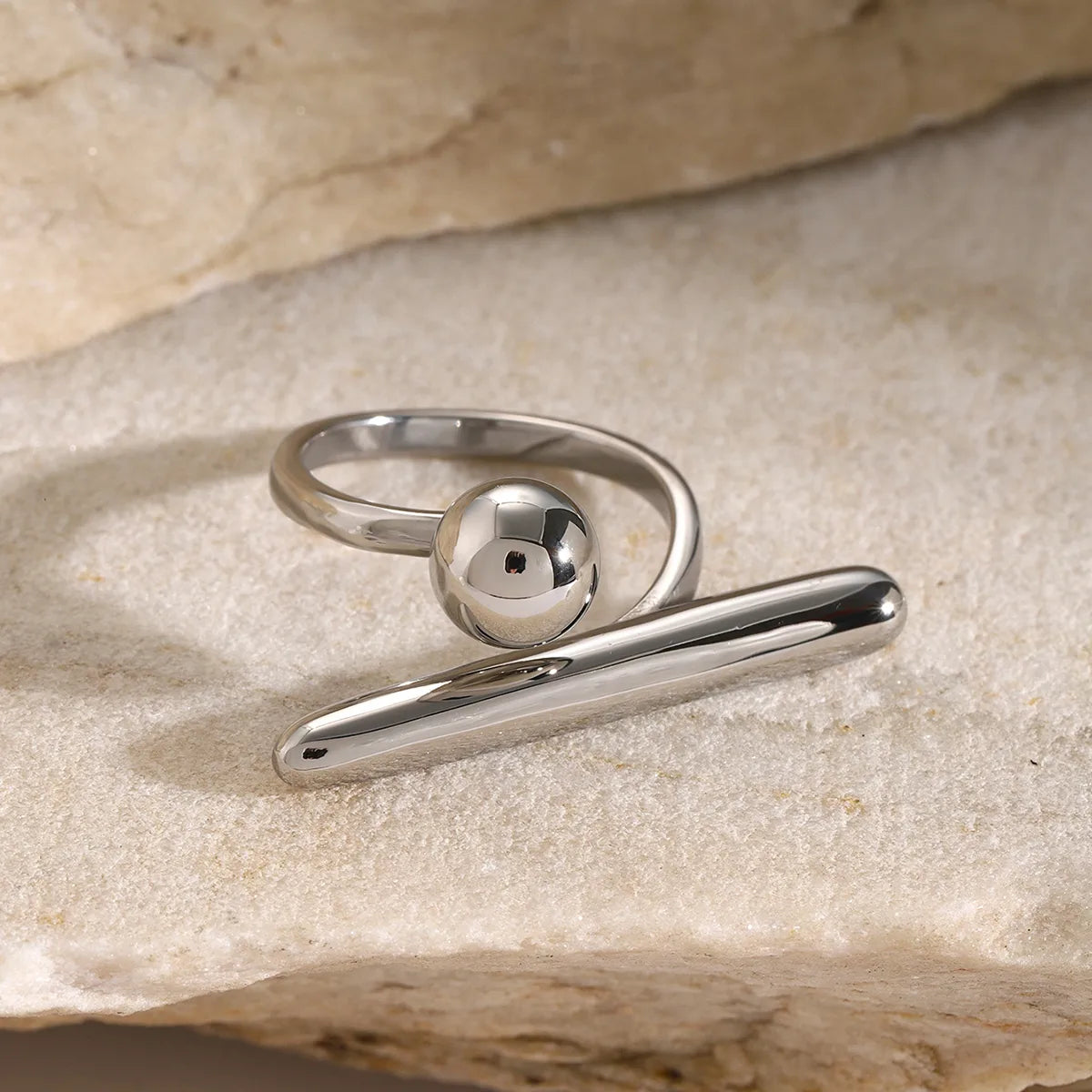 Anillo Bola Largo Acero Inoxidable
