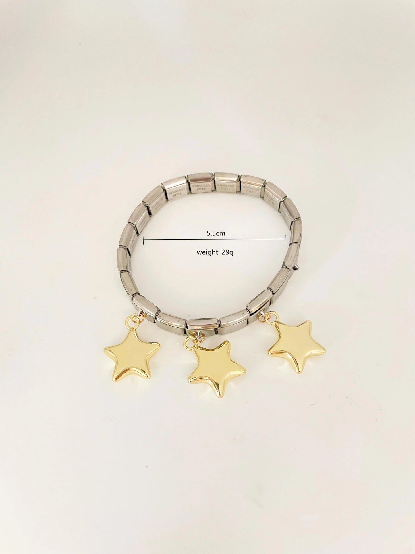 Pulsera Italiana Estrellas Acero Inoxidable