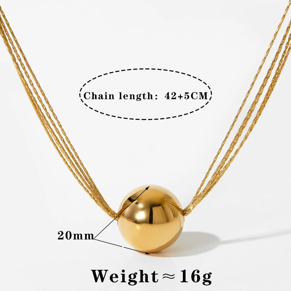 Collar Bola Dorado Acero Inoxidable