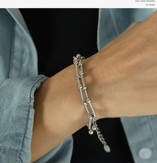 Pulsera Plateada Acero Inoxidable