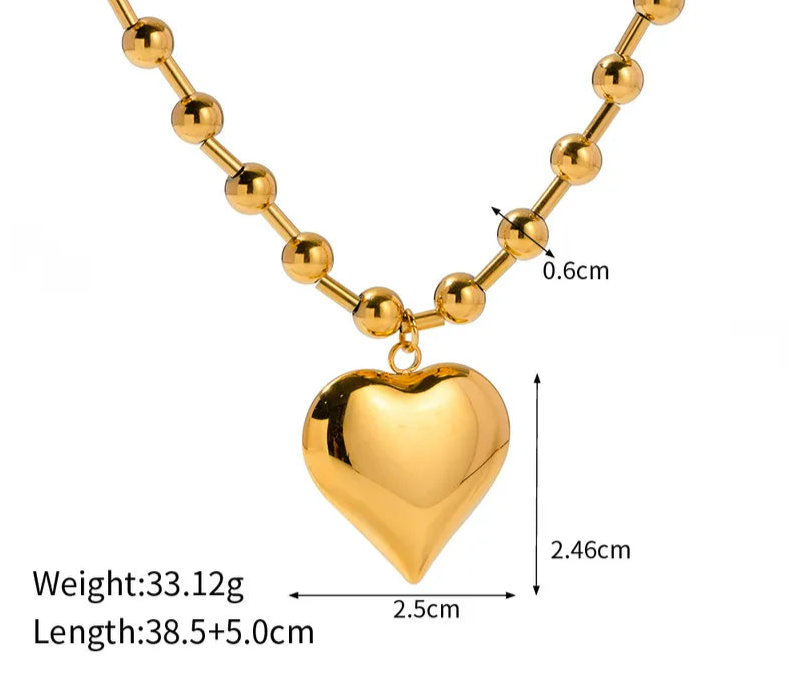 Collar Clásico Corazón Acero Inoxidable