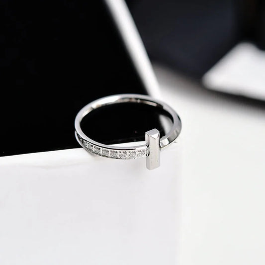 Anillo Sencillo Rectángulo Acero Titanio