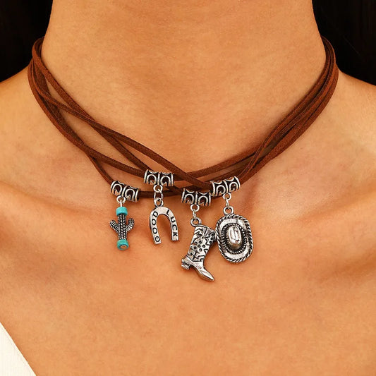 Collar Bota Cactus Sombrero Aleación