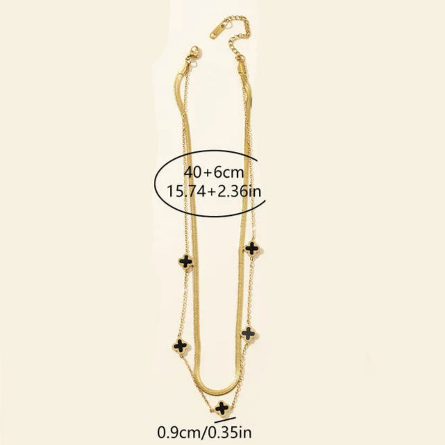 Collar Doble Trébol Acero Inoxidable