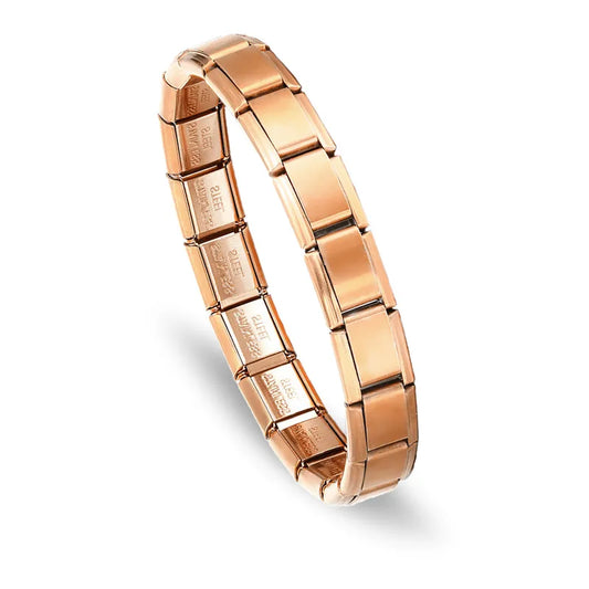 Pulsera Italiana Oro Rosado Acero Inoxidable