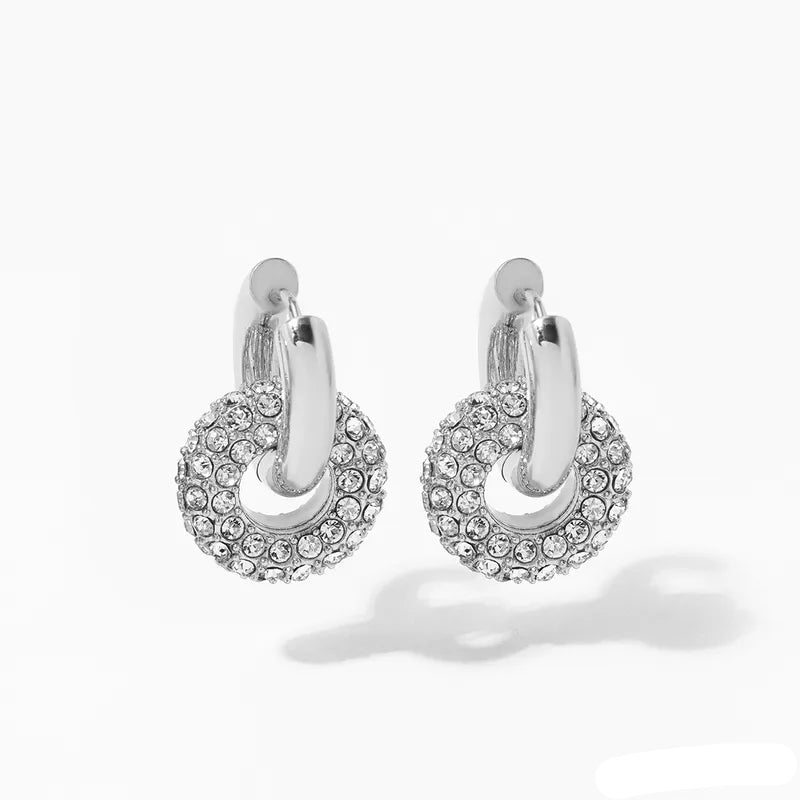 Aretes Doble Circón Acero Inoxidable