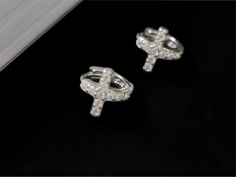 Mini Aretes Cruz Plata Esterlina S925